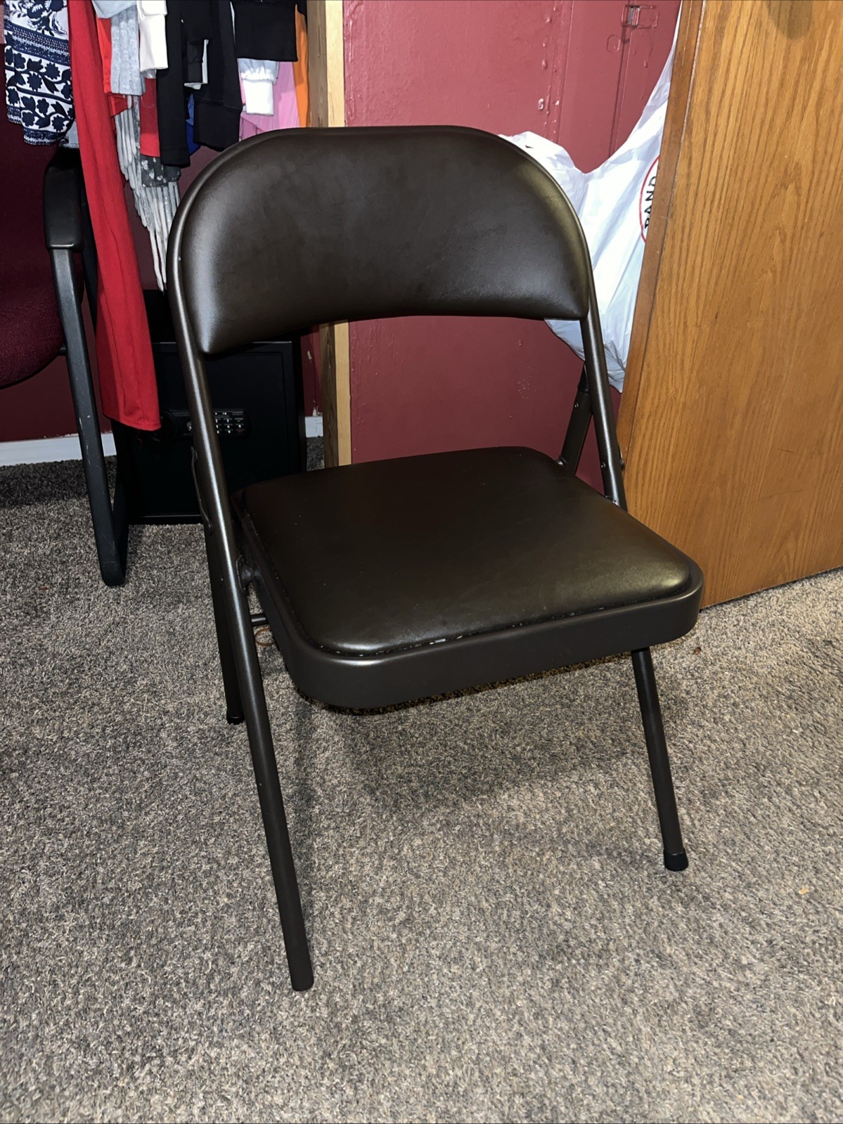 Deluxe Vinyl Padded Seat and Metal Back Folding Chair, Black