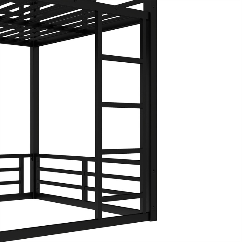 Metal Bunk Bed,Full XL over Full XL Floor Bunk Bed Frame for Kids Teens Adults