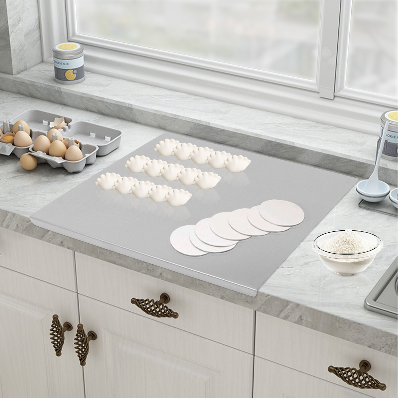 Stainless Steel Cutting Chopping Boards Large Pastry Board Counter with Lip Top