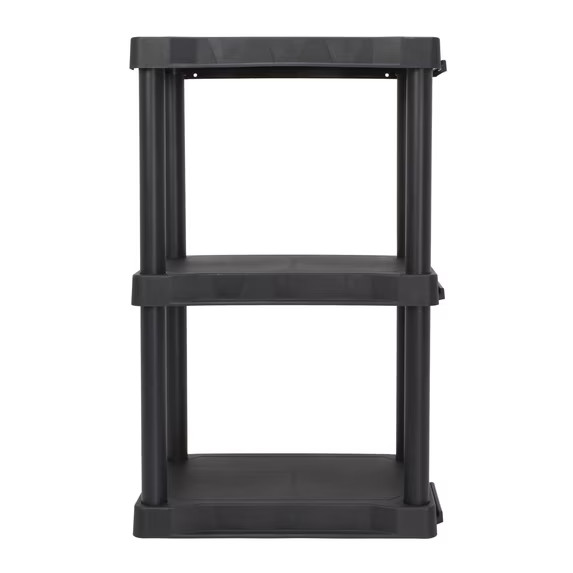 Hyper Tough 3 Shelf Plastic Shelving Unit 12″ (D) x 20.07″ (W) x 32″ (H), Black