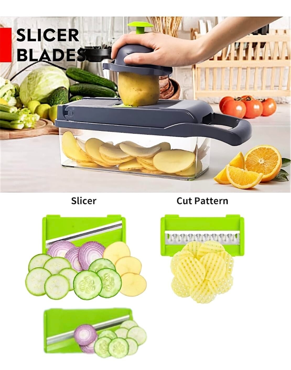 16 in 1 Vegetable Fruit Chopper Cutter Food Onion Veggie Dicer Slicer Kitchen US