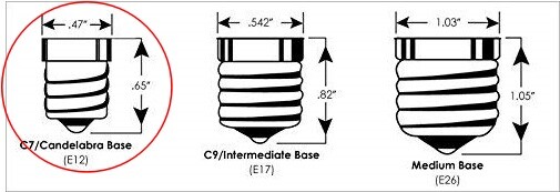 25 LED Replacement Light Bulbs for Night Lights C7 Base, 0.7w, 120v