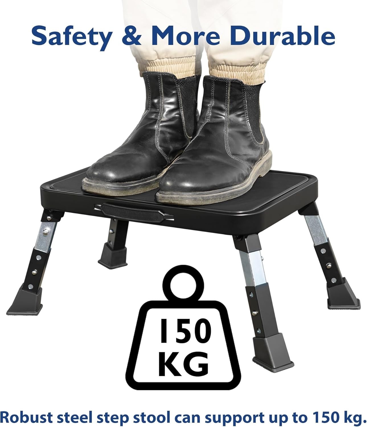 Compact Heavy Duty Step Stool with Adjustable Height & Slip Resistance