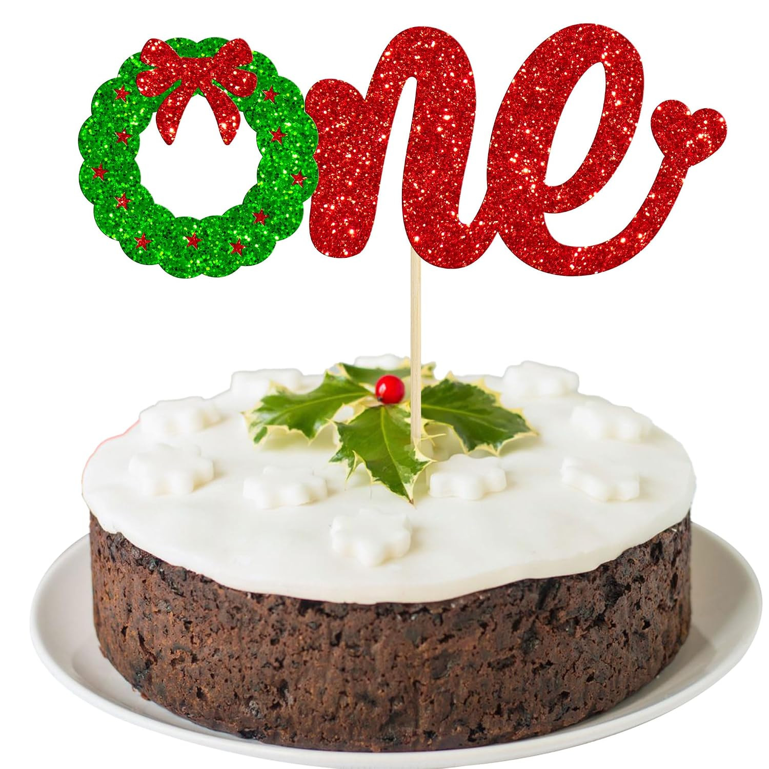 1Pc One Snowflake Cake Topper Glitter Winter Frozen Theme First Birthday Snowfla
