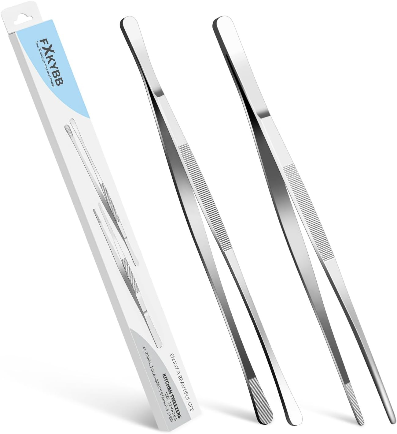 Stainless Steel Cooking Tweezers Tongs 12 Inch Kitchen Tools 2 Pack