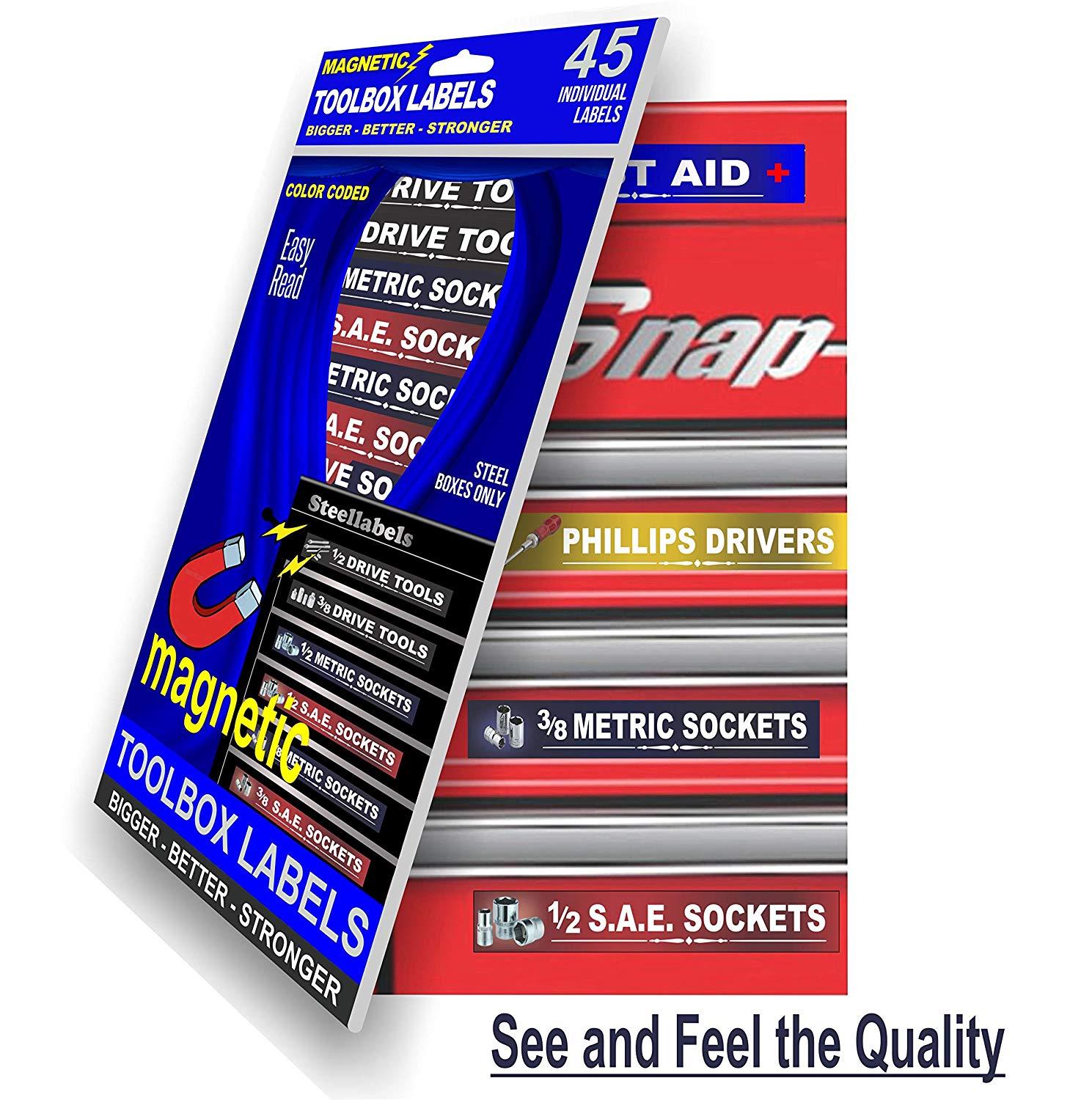 Ultimate Blue Magnetic TOOLBOX LABELS fits all tool chest & cabinets