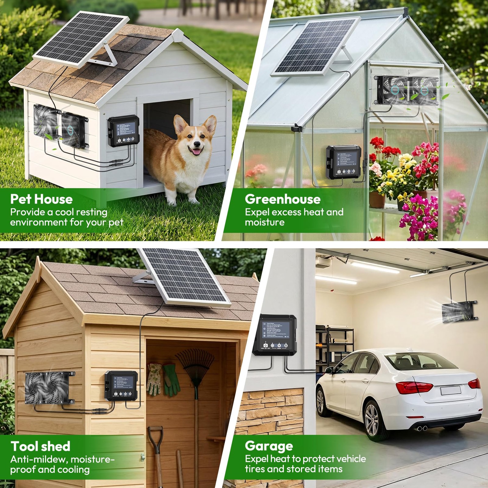 Solar Fan for Chicken Coop with , 7500 mAh Battery & 25W Solar Panel, IP65 Wa…