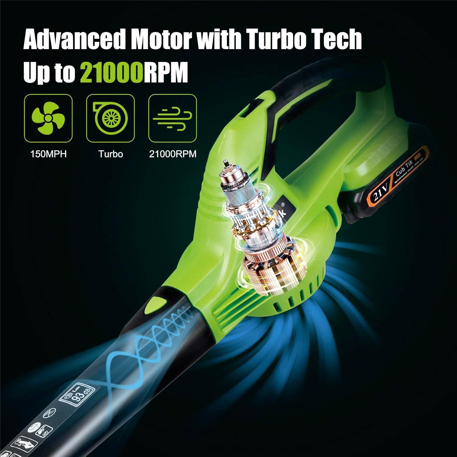 Cordless Leaf Blower 21V Battery Powered 2 Batteries Lawn Patio Yard Cleaner