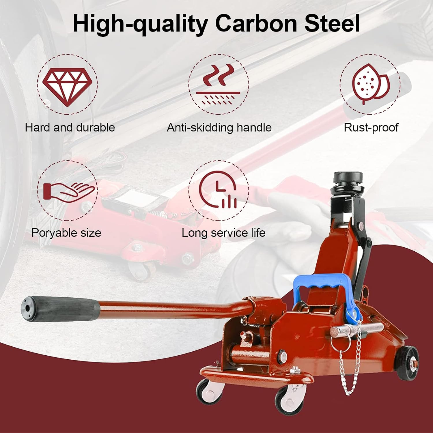 Horizontal Hydraulic Jack Handle 2 Ton Jack Handle Replacement with Rubber Glo