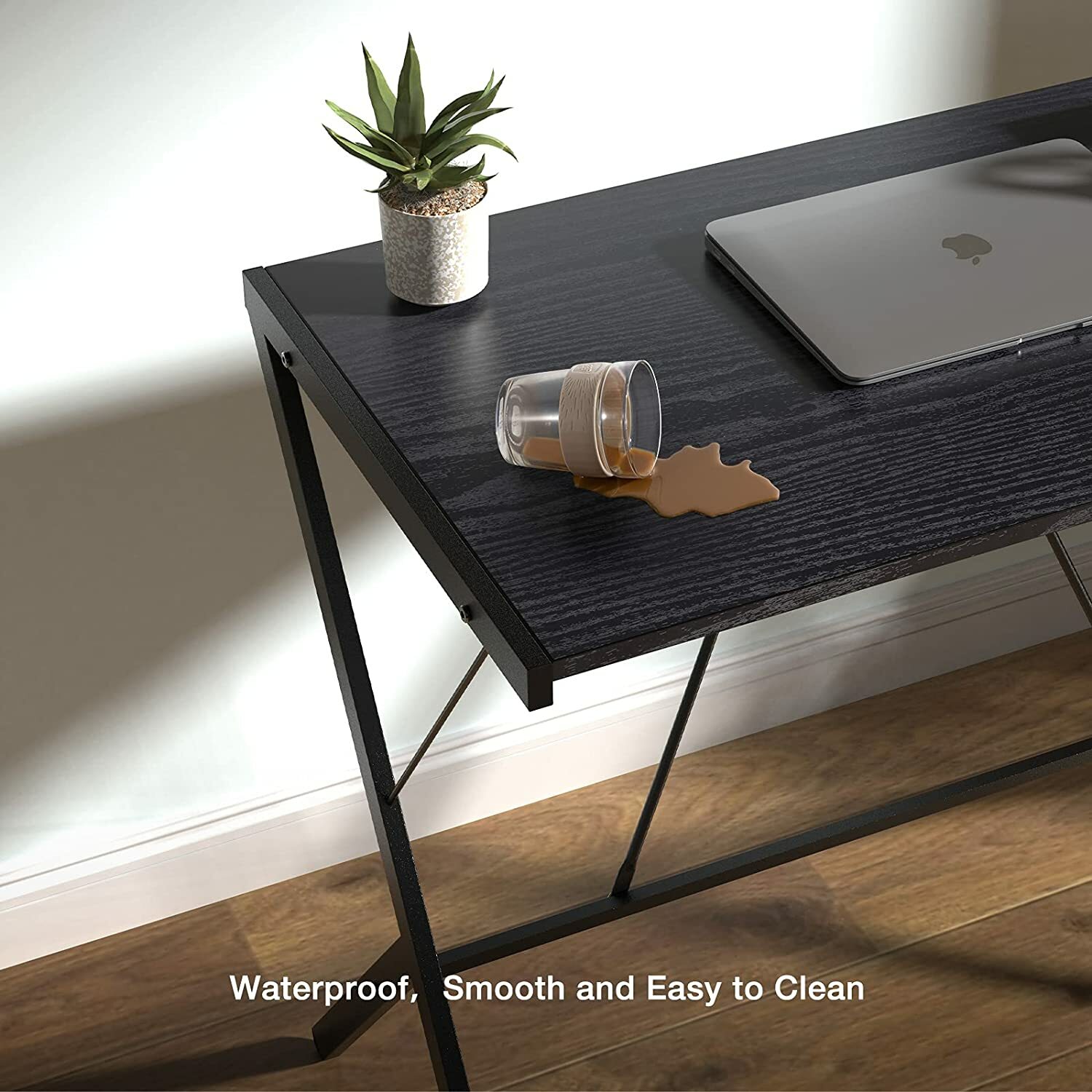 Mehoom Modern Metal Study Desk for Home Office, Table, Black, 35.4″