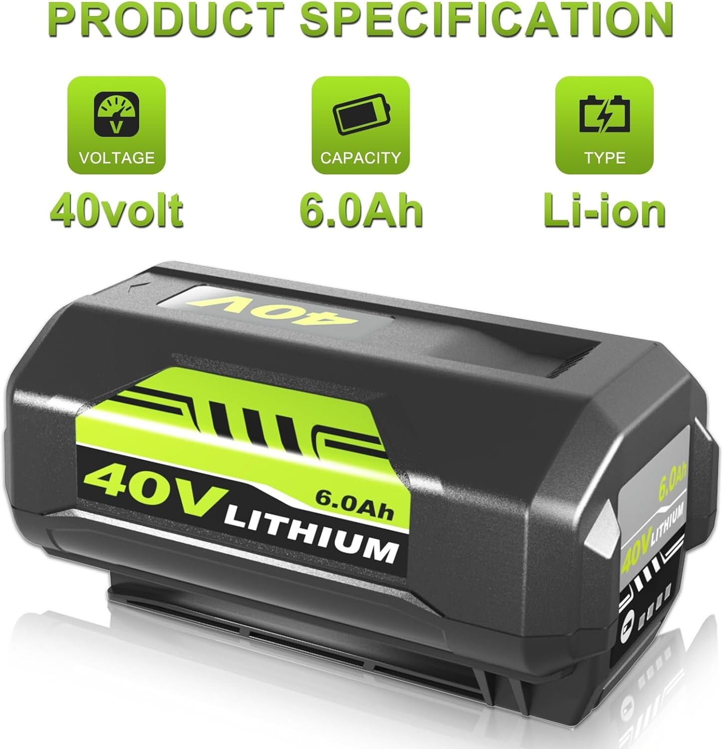 Replacement for Ryobi 40V Battery 6.0Ah OP40401 OP4026 Battery or Op401 Charger