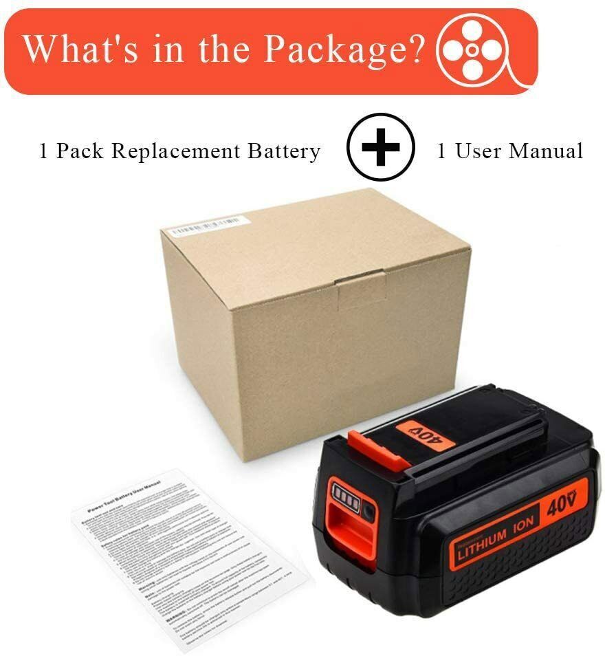 40V MAX Lithium Ion Battery 4.0Ah for Black & Decker 40Volt LBXR36 LBX2040 LBX36