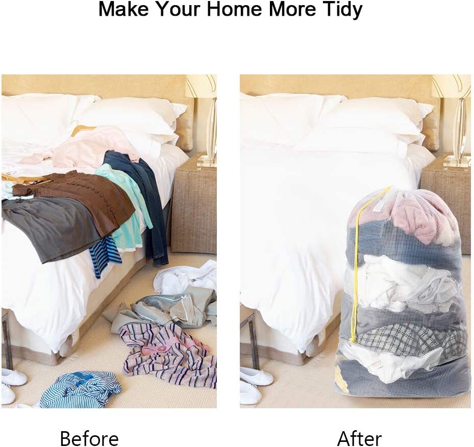 36" Extra Large Laundry Bag Mesh Heavy Duty Drawstring Jumbo Washing Hamper