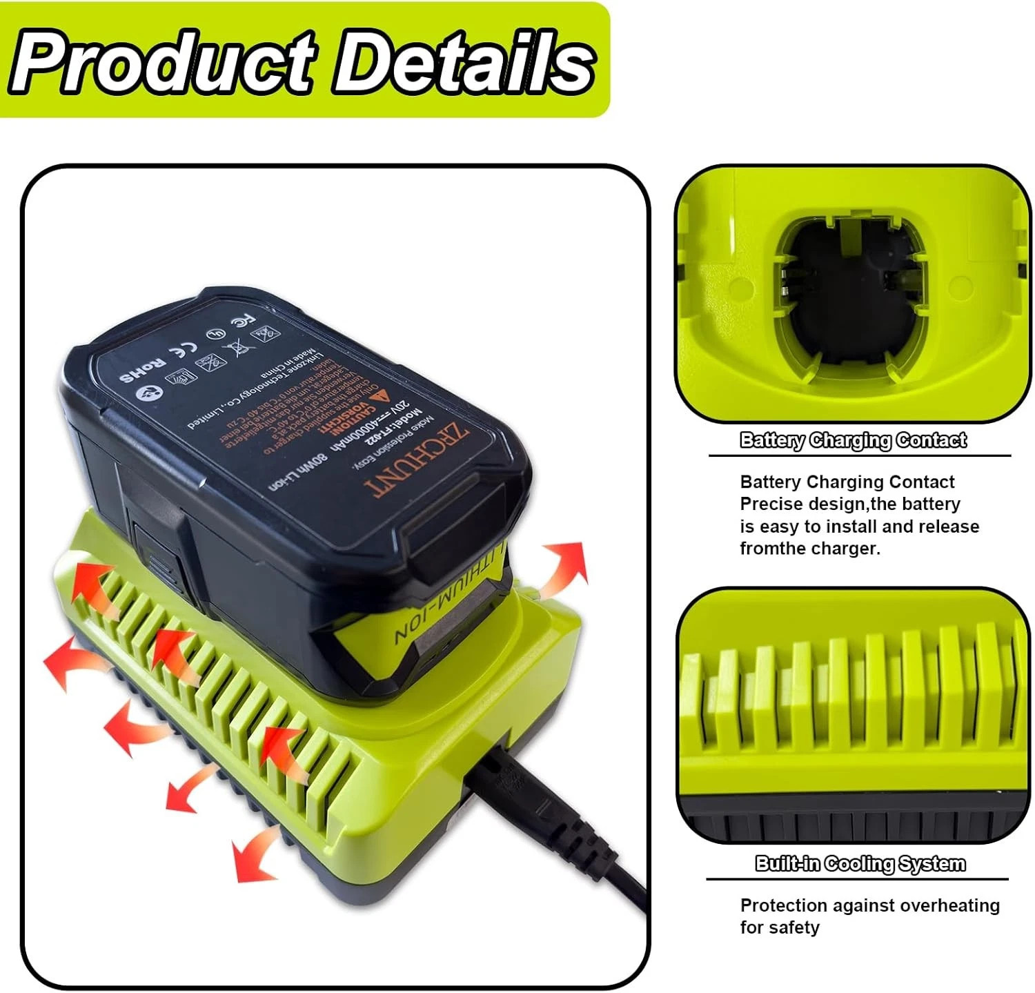 2Port 12-18V P117 P108 P107 Dual Charger for Ryobi Li-ion,Ni-CD,Ni-MH Battery