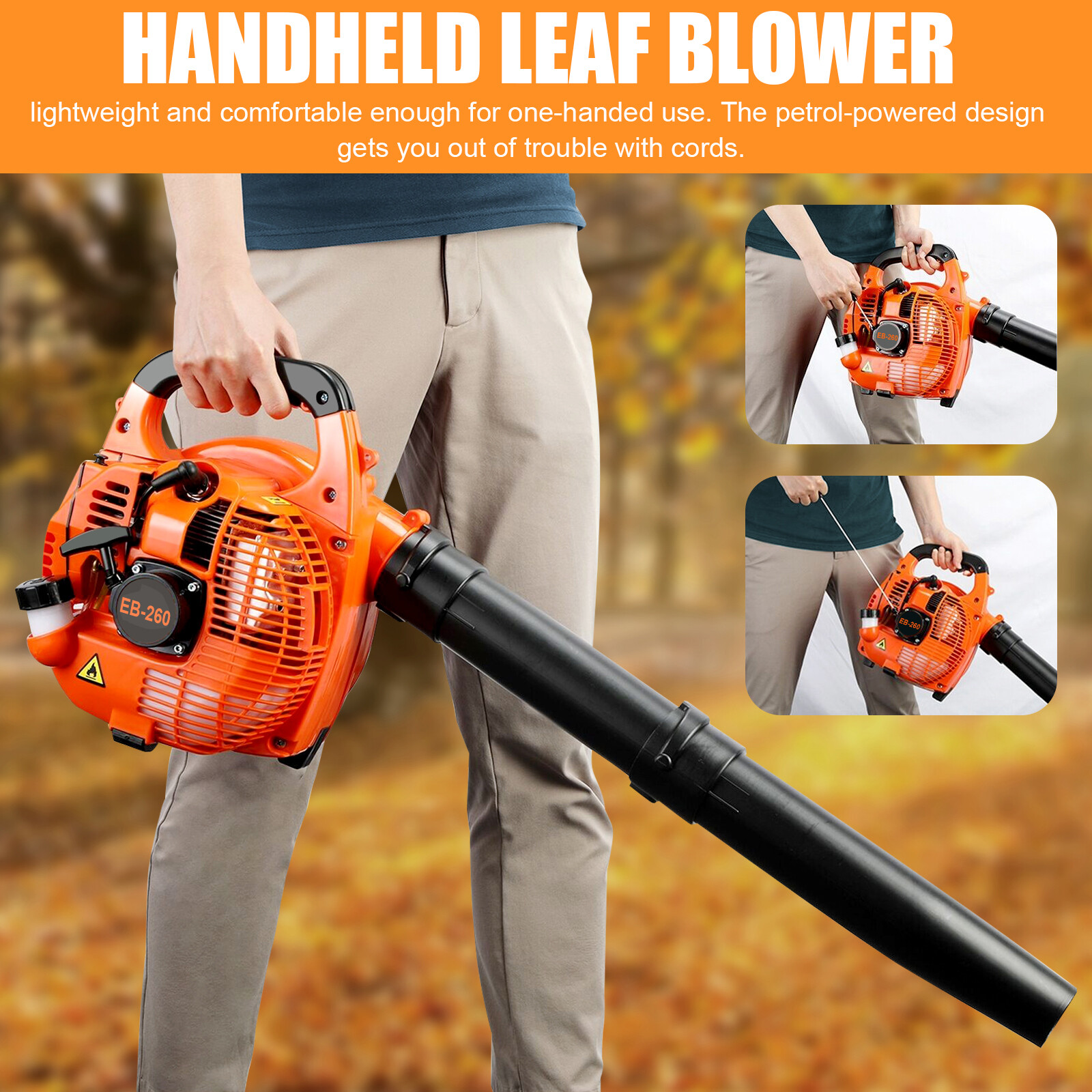 Handheld 2-Stroke Leaf Blower Gas Powered Commercial Heavy Duty Grass Yard