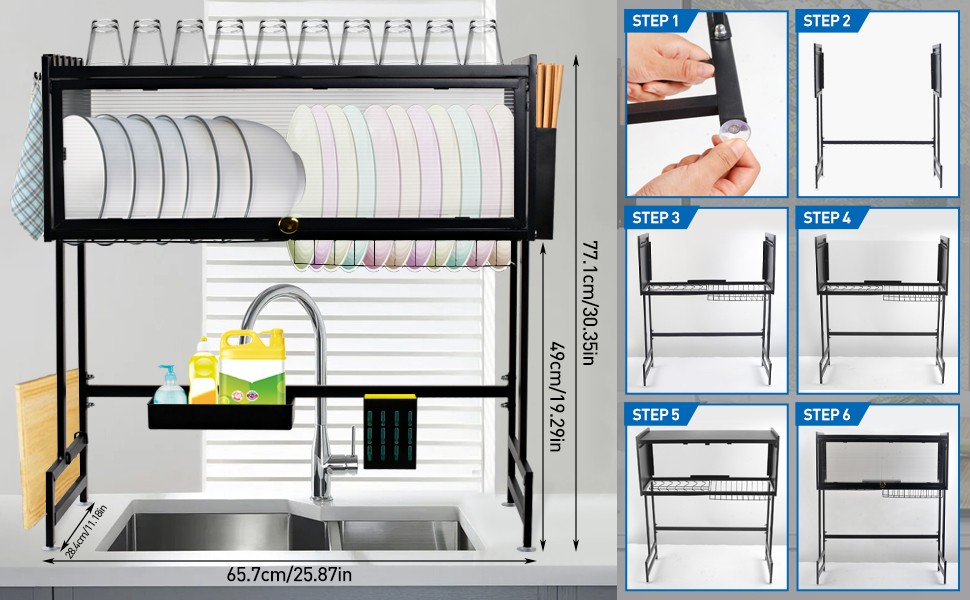 Dish Drying Rack Large Over The Sink Dish Drainer Drying Rack Kitchen Organizers