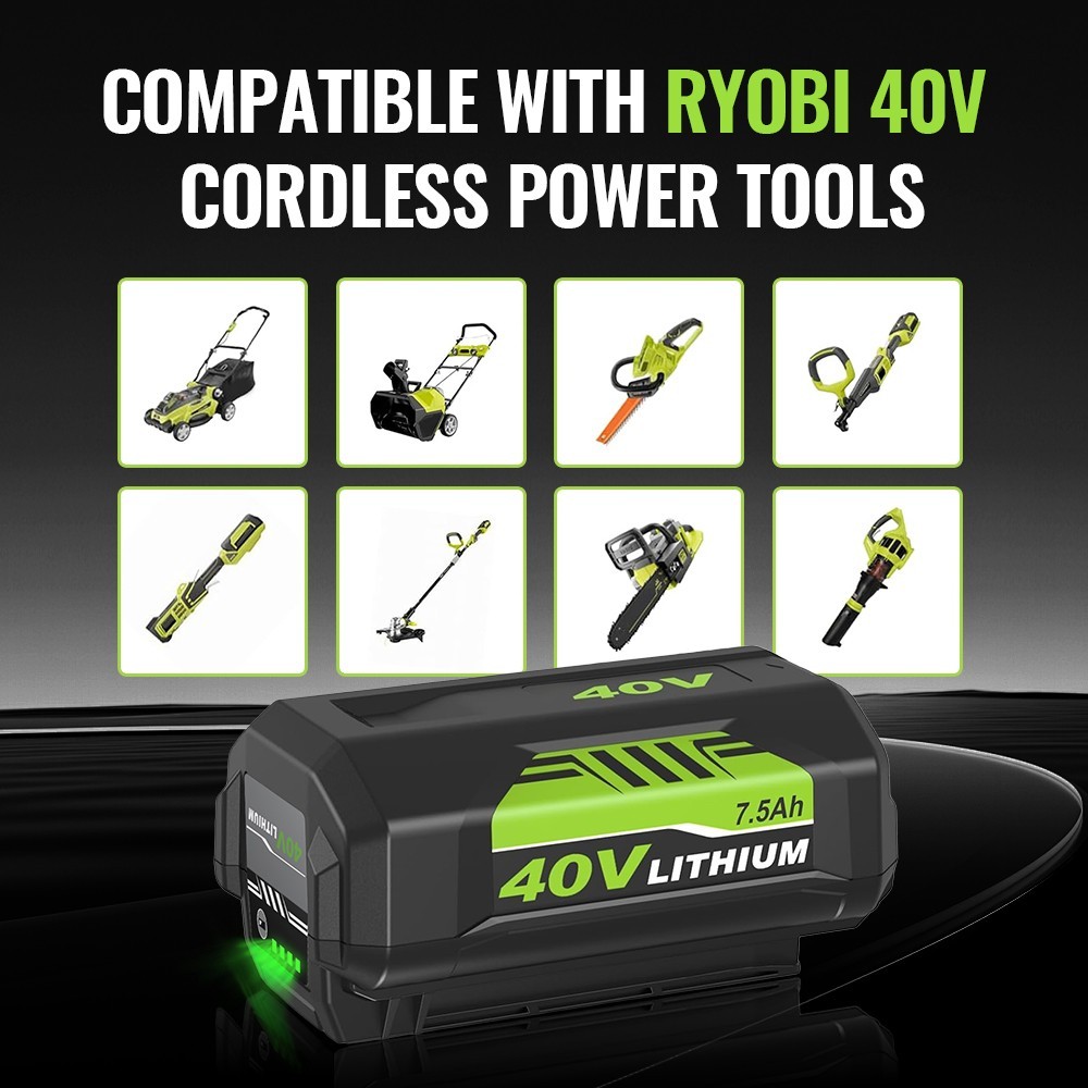40V 7.5Ah Lithium Battery for Ryobi OP4050 OP40602 OP40261 OP4060 OP4030