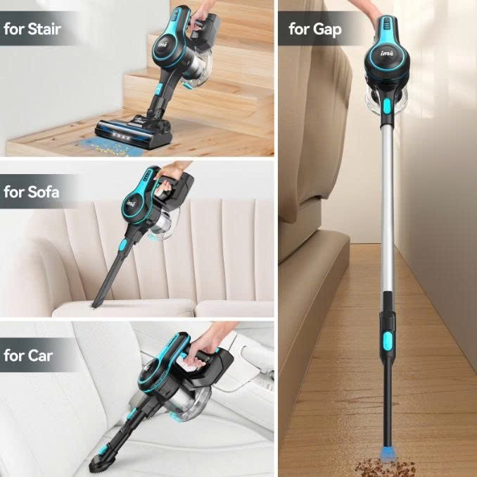 INSE Cordless Vacuum Cleaner for Home,Upgraded 38kPa/50Mins