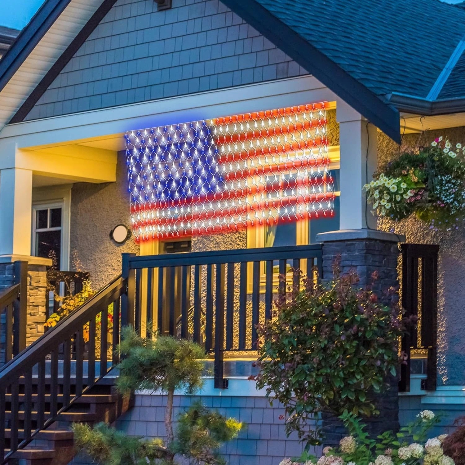 Solar American Flag Lights Outdoor,420 Leds American Flag Net Lights 6.5Ft X 3.2