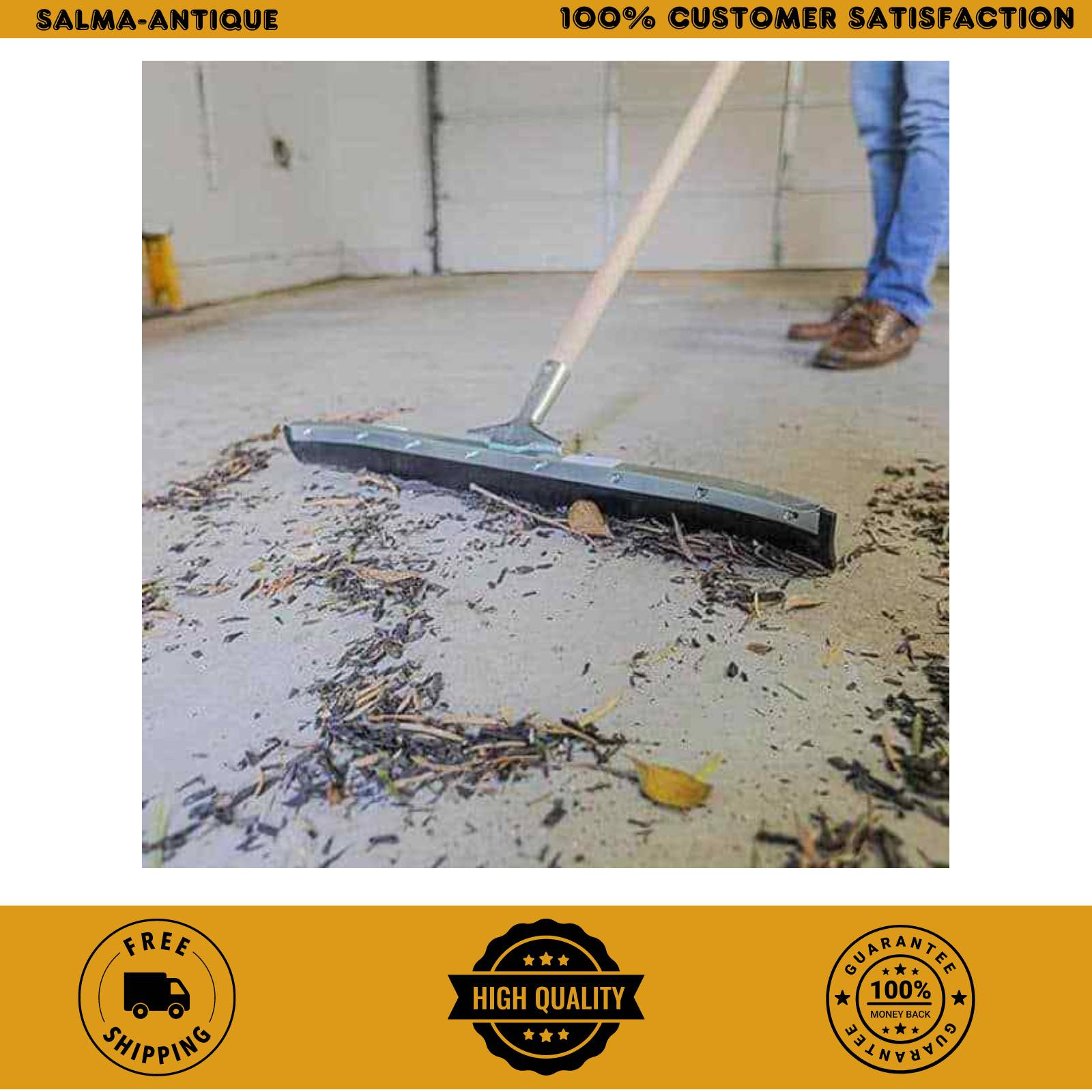 24 in Curved Industrial Duty Steel Floor Squeegee Garage Driveway Water Cleaning