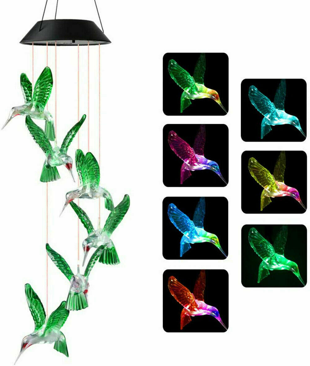 Solar LED Wind Chimes Colour Changing Lights Hanging Light Garden Outdoor Decor