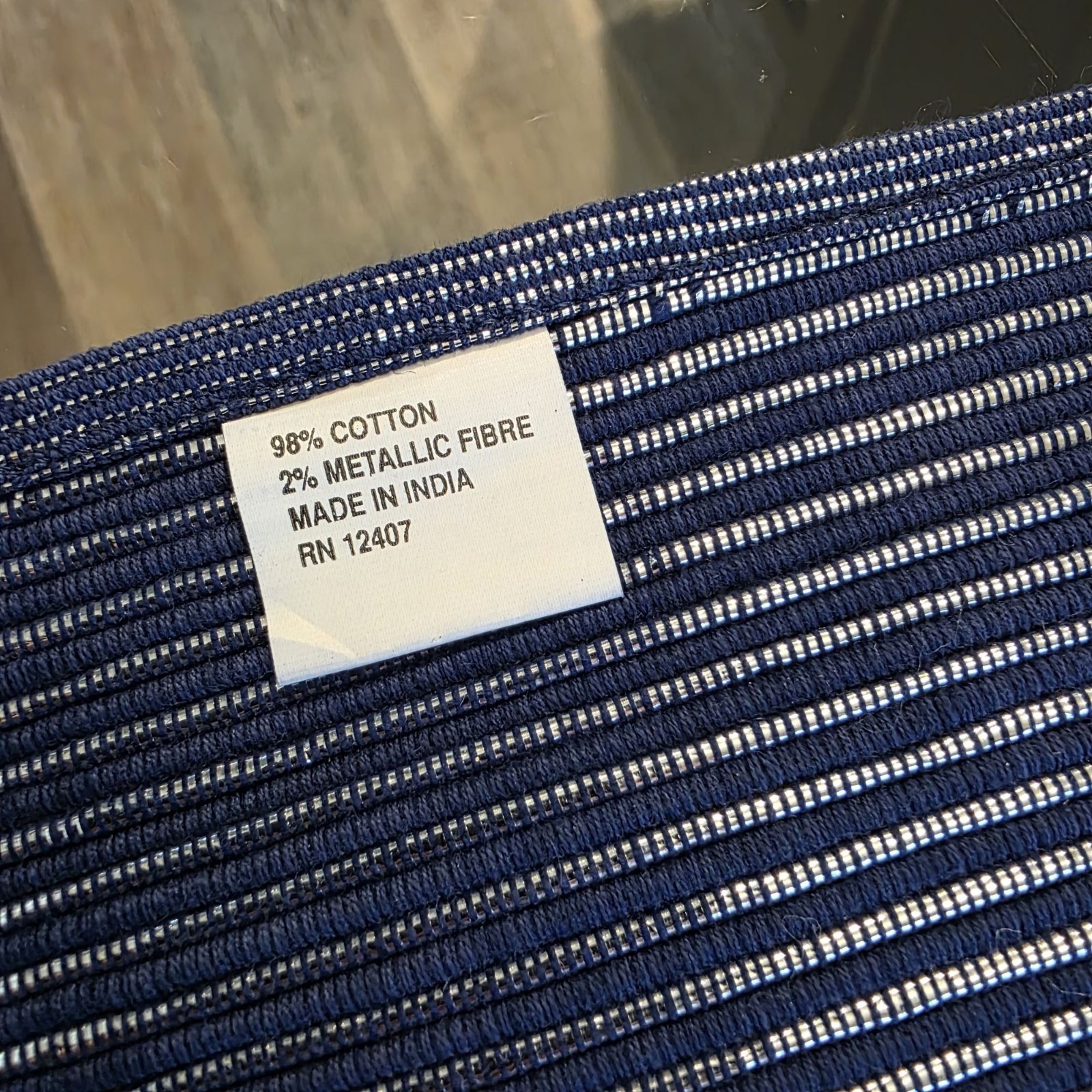 Woven Blue & Shiny Silver Thread Striped Placemats – Set Of 4 – 18″ X 13″