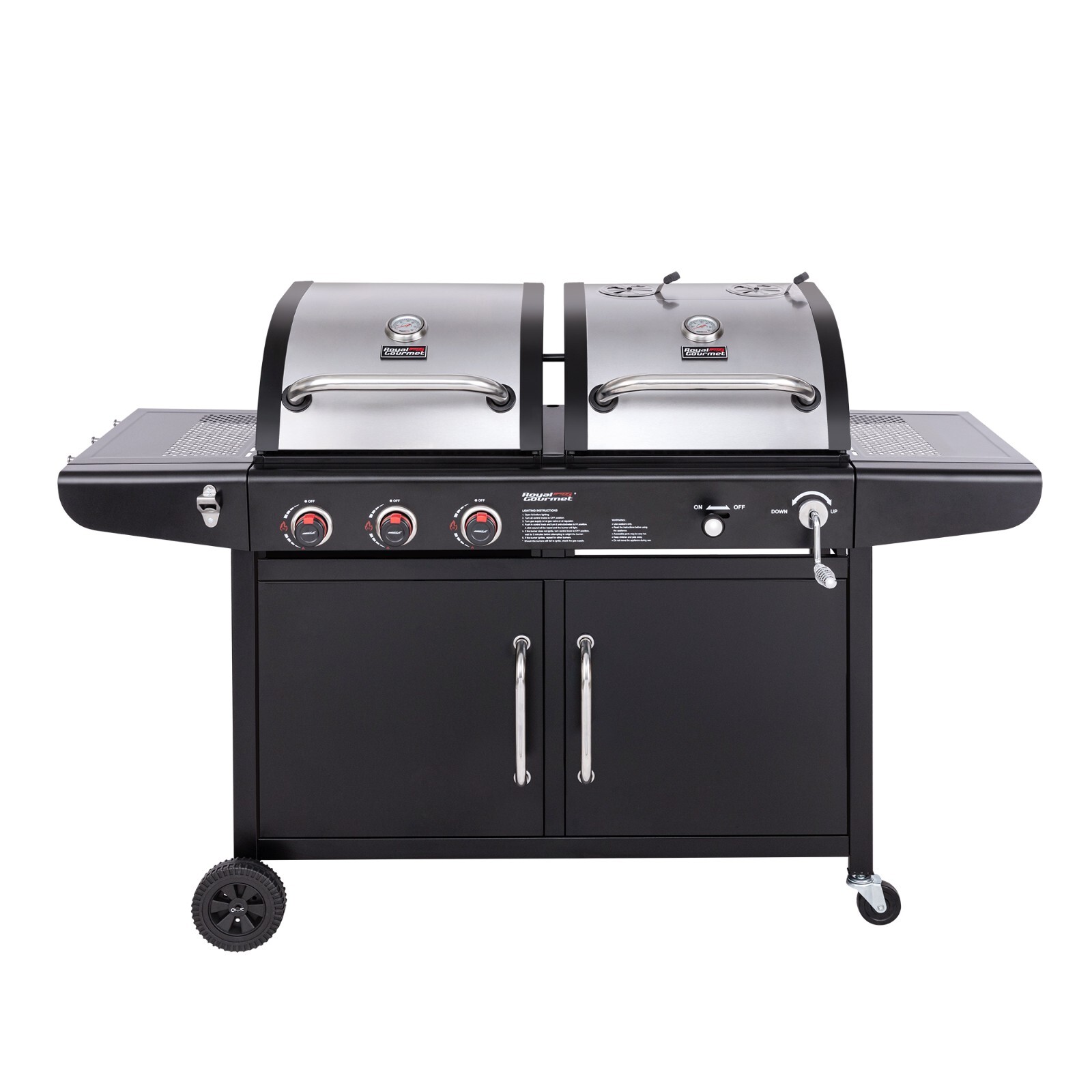 Royal Gourmet Dual Fuel 3-Burner Gas Charcoal Grill Combo Outdoor BBQ Party