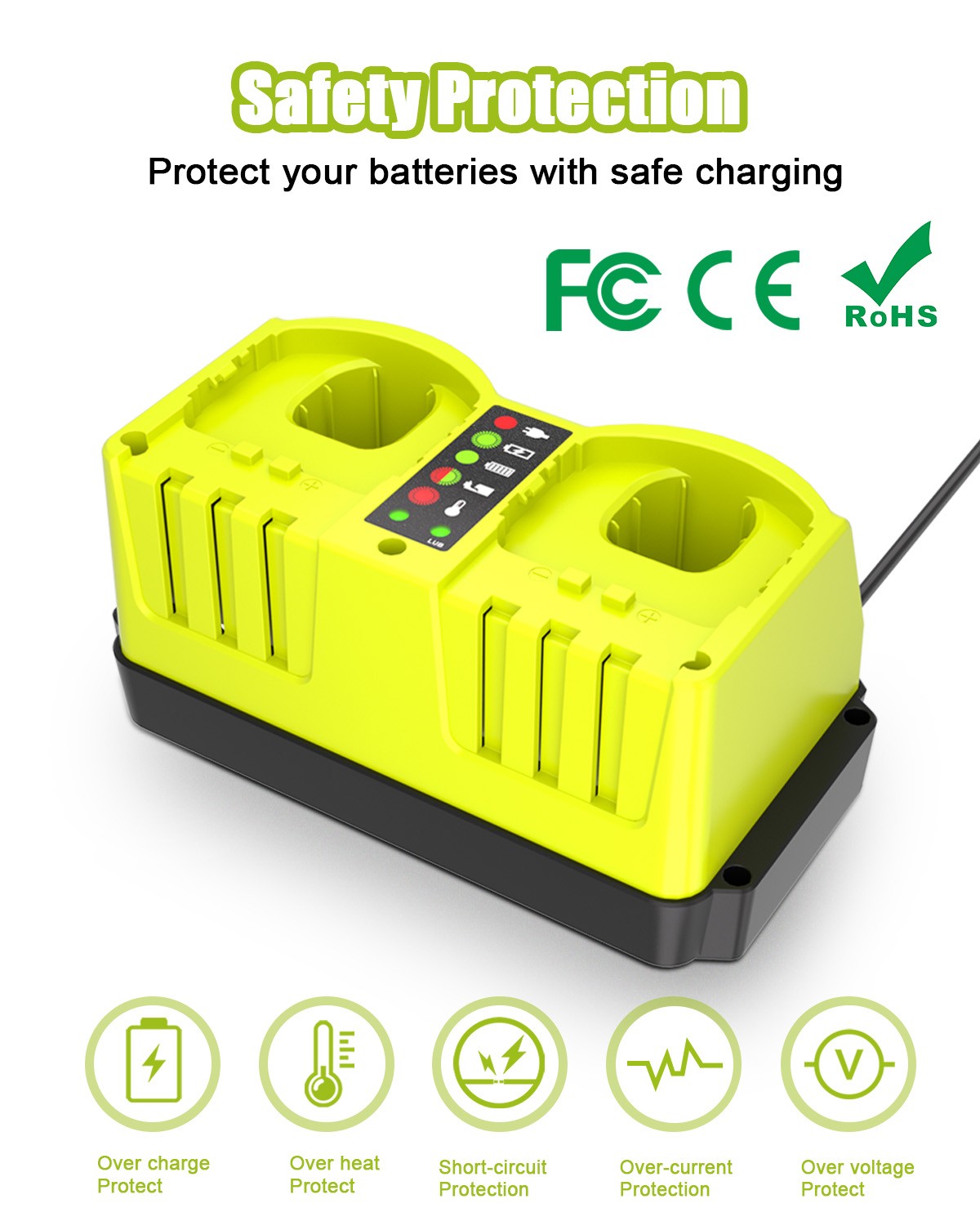 P117 18Volt Fast Dual Charger For Ryobi 14.4V-18V Battery For P107 P108 P100