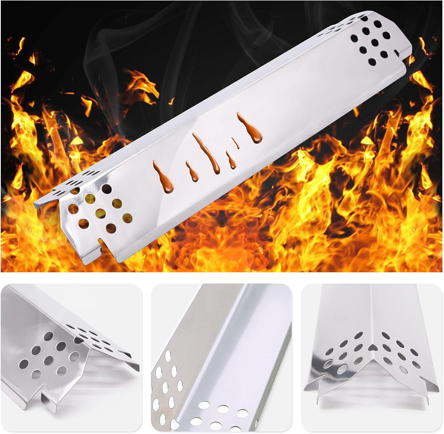 Stainless Steel Heat Shield Burner Cover for Nexgrill 720-0896B 720-0898 720-088