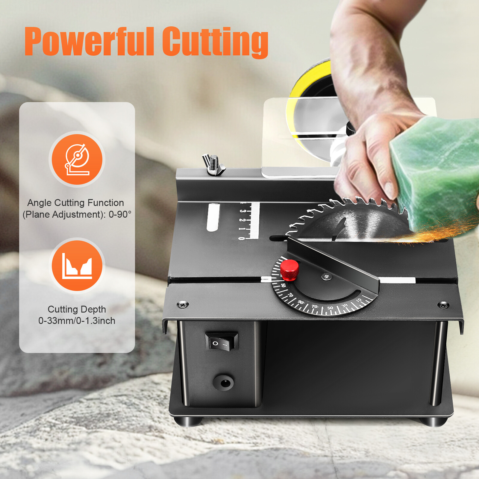 Compact Heavy Duty Table Saw Rotating Speed 1000-3000r/min Work Shop Portable US