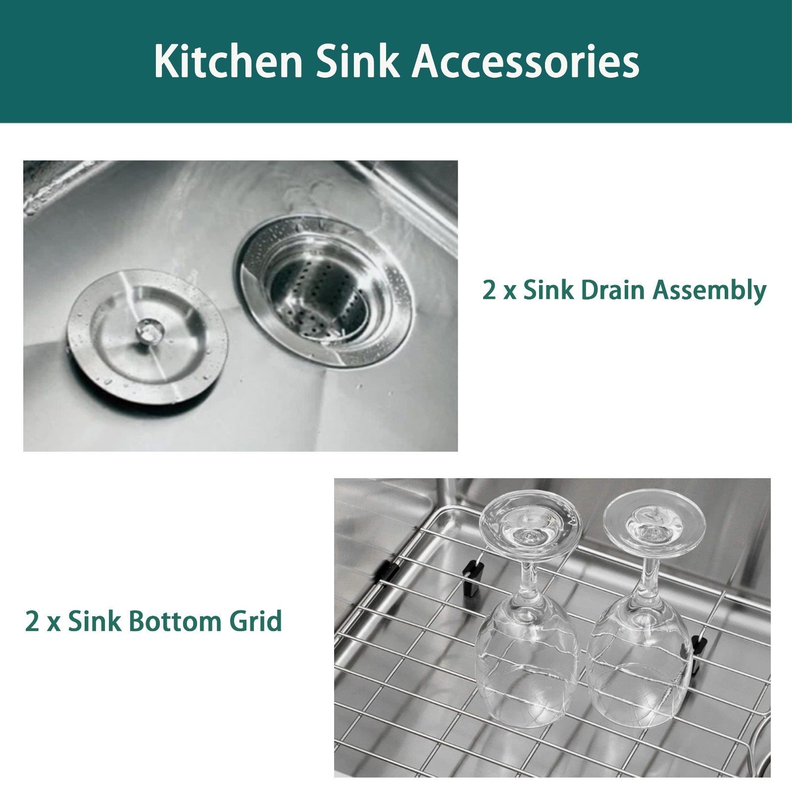 32″ Undermount Double Bowl Kitchen Sink Stainless Steel Sink with Accessories