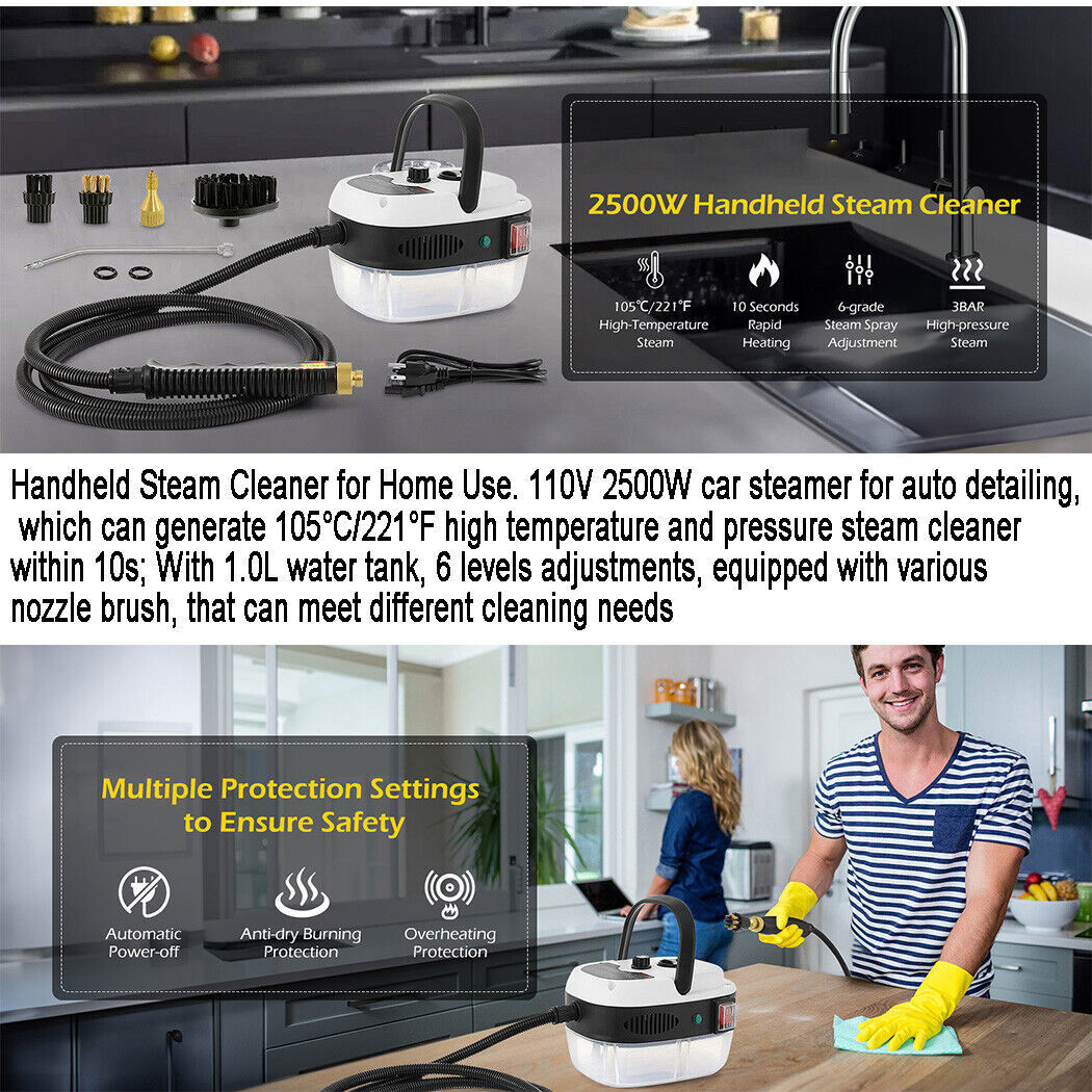 Handheld High Temp Steam Cleaner High Pressure Household Cleaning Machine 2500W