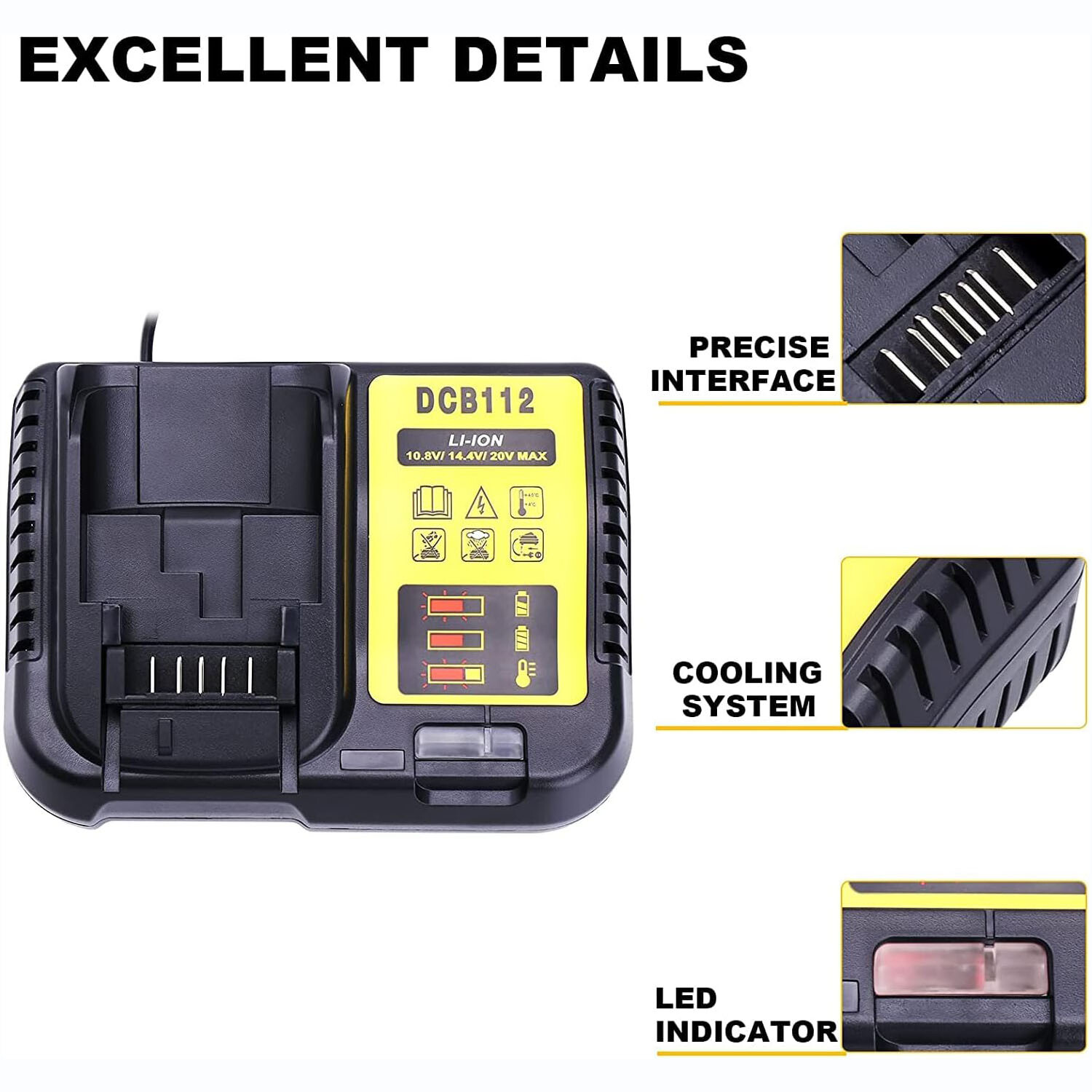 DCB112 Charger for Dewalt 12V MAX FAST Lithium Battery Charger For Drill 20 volt