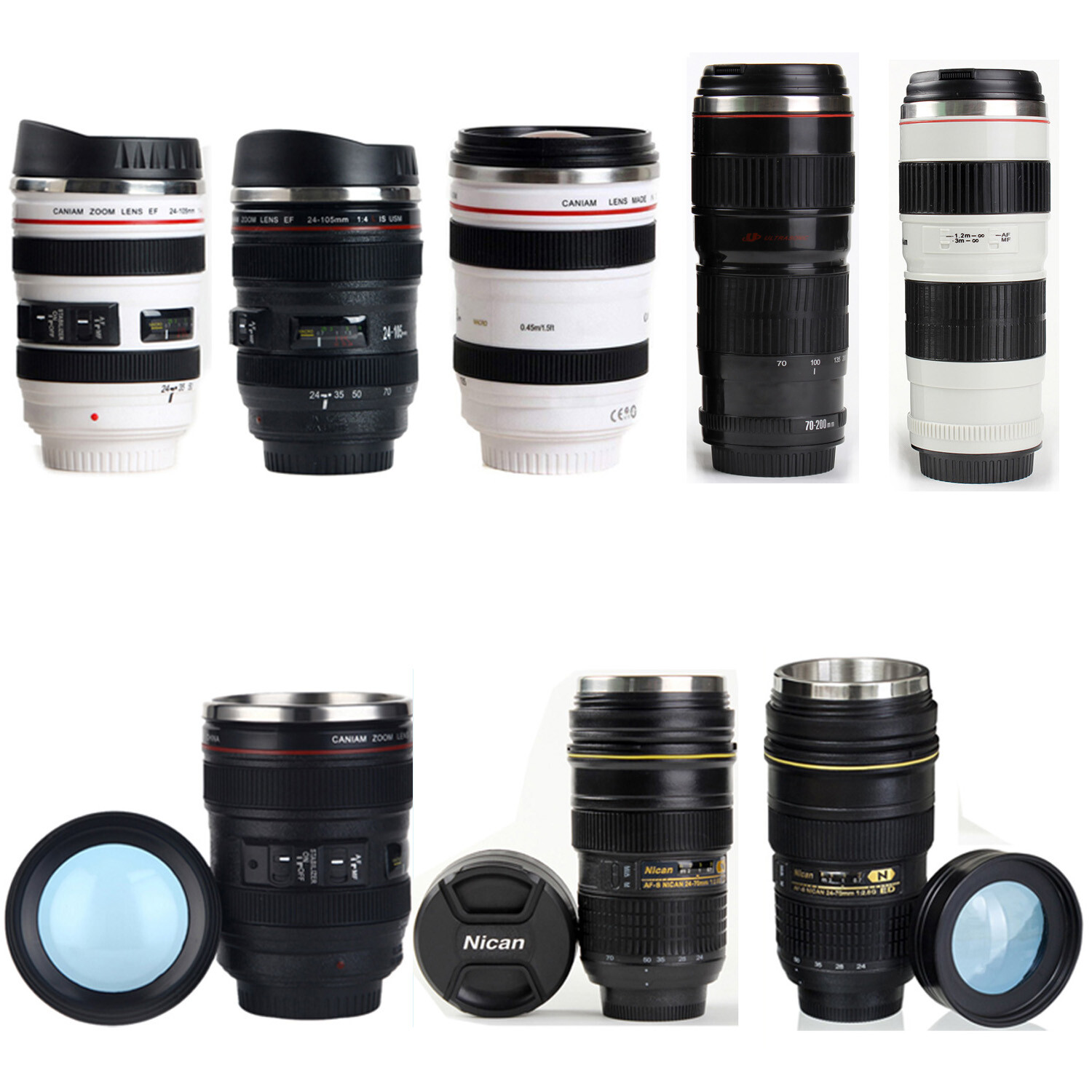 Camera Lens Coffee Mug Stainless Steel Thermos Cup Photographer Gifts Travel Mug