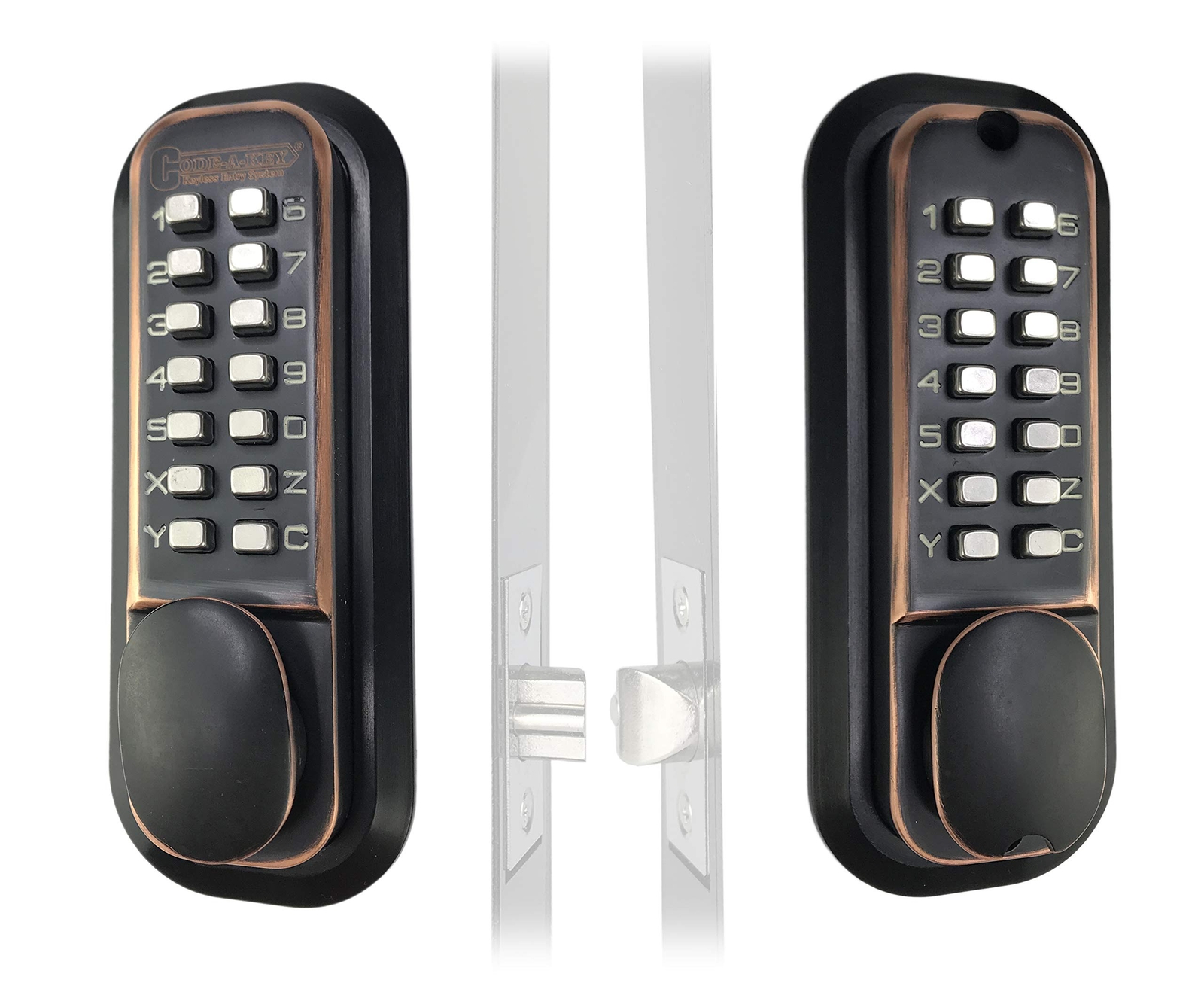 Mechanical Keyless Combination Latch Door Lock with Double Keypads Oil Rubbed