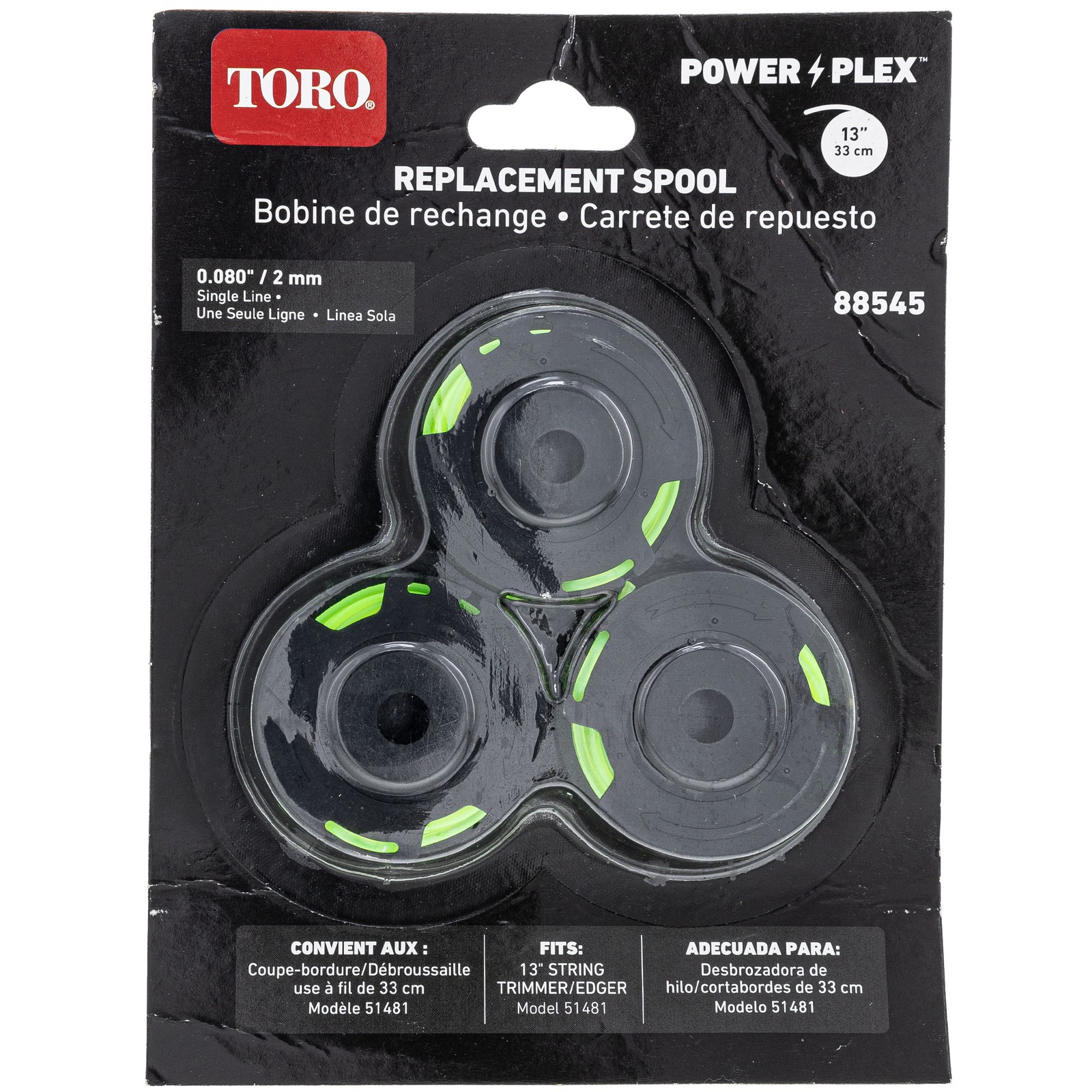 Toro 88545 PowerPlex 40V String Trimmer 0.08″ Single Line Spool 3 Pack