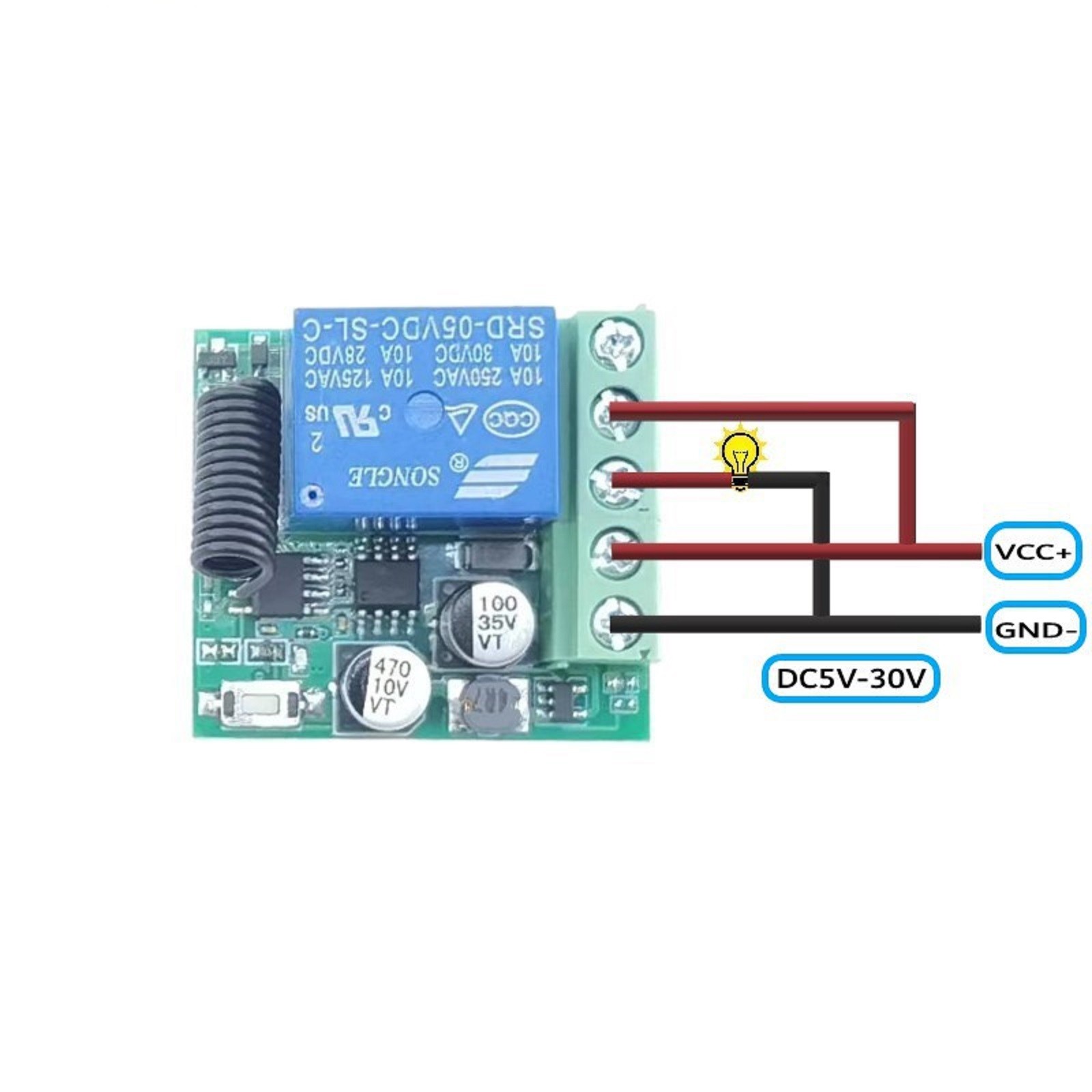 433Mhz DC5-30V 1CH Universal Wireless Remote Control Switch Relay Receiver Kit G
