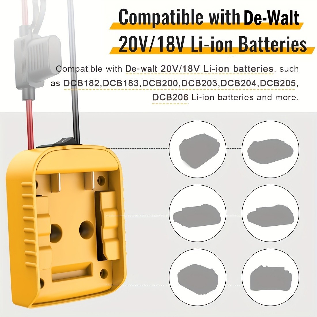 2-Pack 20V To 12V Power Wheel Adapter Compatible with Dewalt 20V Battery
