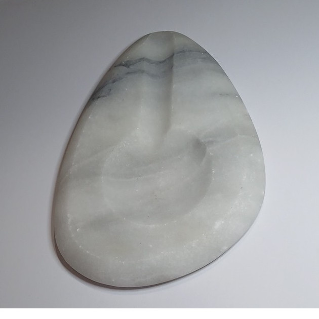 Handcrafted Marble Spoon Rest White/Gray Marbled Stone Modern. Less than 10 in