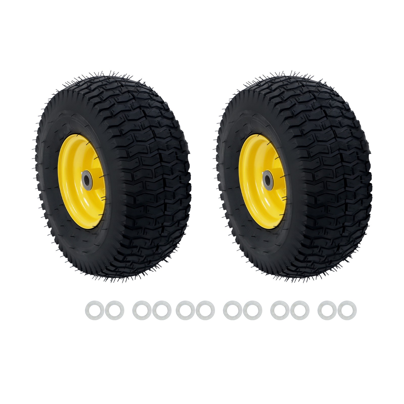 15×6.00-6 Inch Lawn Mower Tire & Wheel 3/4″ Axle, 3″ Hub Inflated Tires 2-Pack