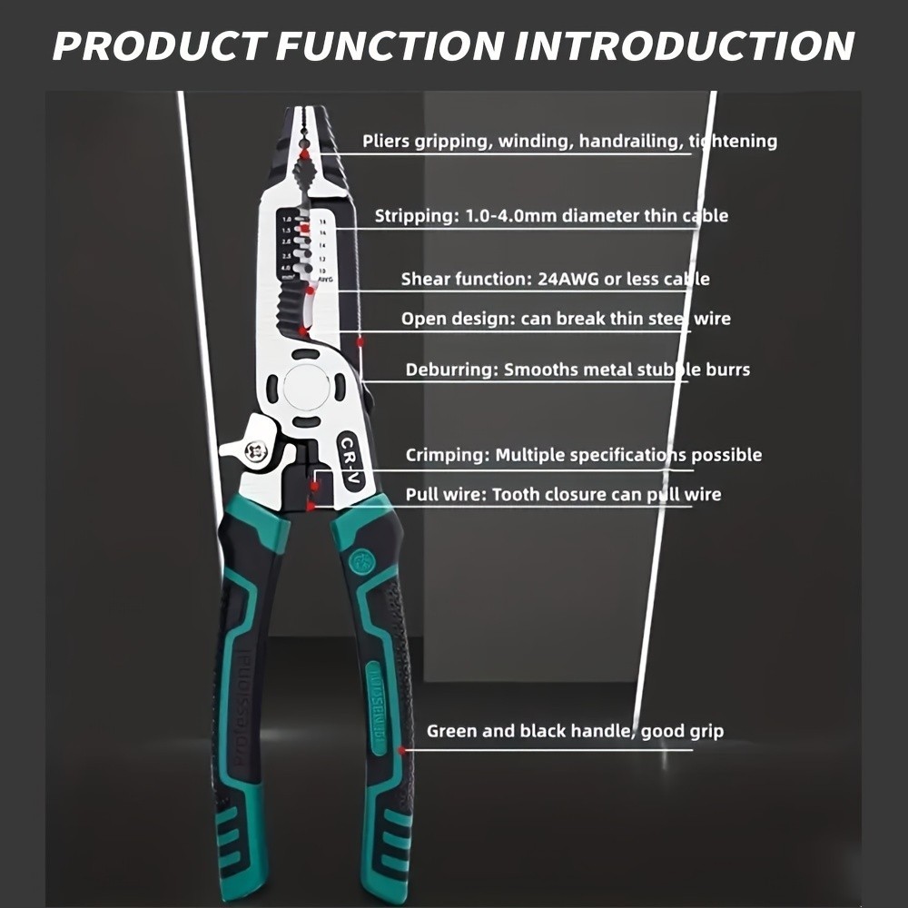 Multifunctional Electrician Pliers -CR-V Steel for Wire Work & Electrical Repair