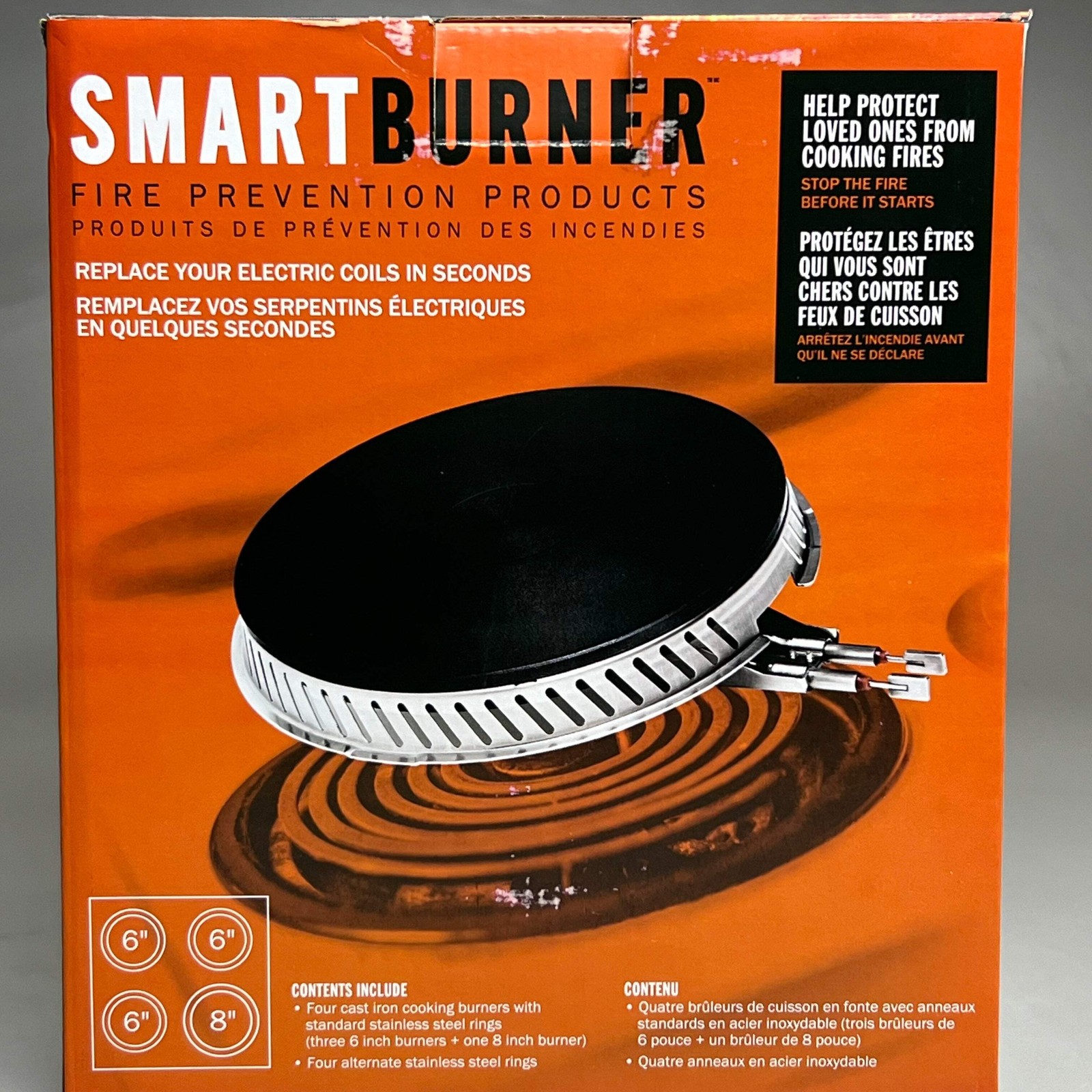 SMARTBURNER (4 PACK) Cast Iron Cooking Burners (3 x 6-inch burners and 1 x 8-inc