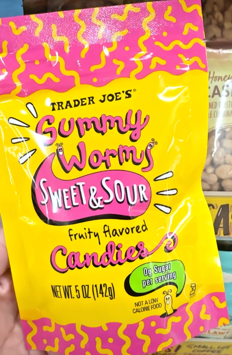 4 Pack Trader Joe’s Sweet & Sour Gummy Worms Candies 5 oz ea Gummies Zero Sugar