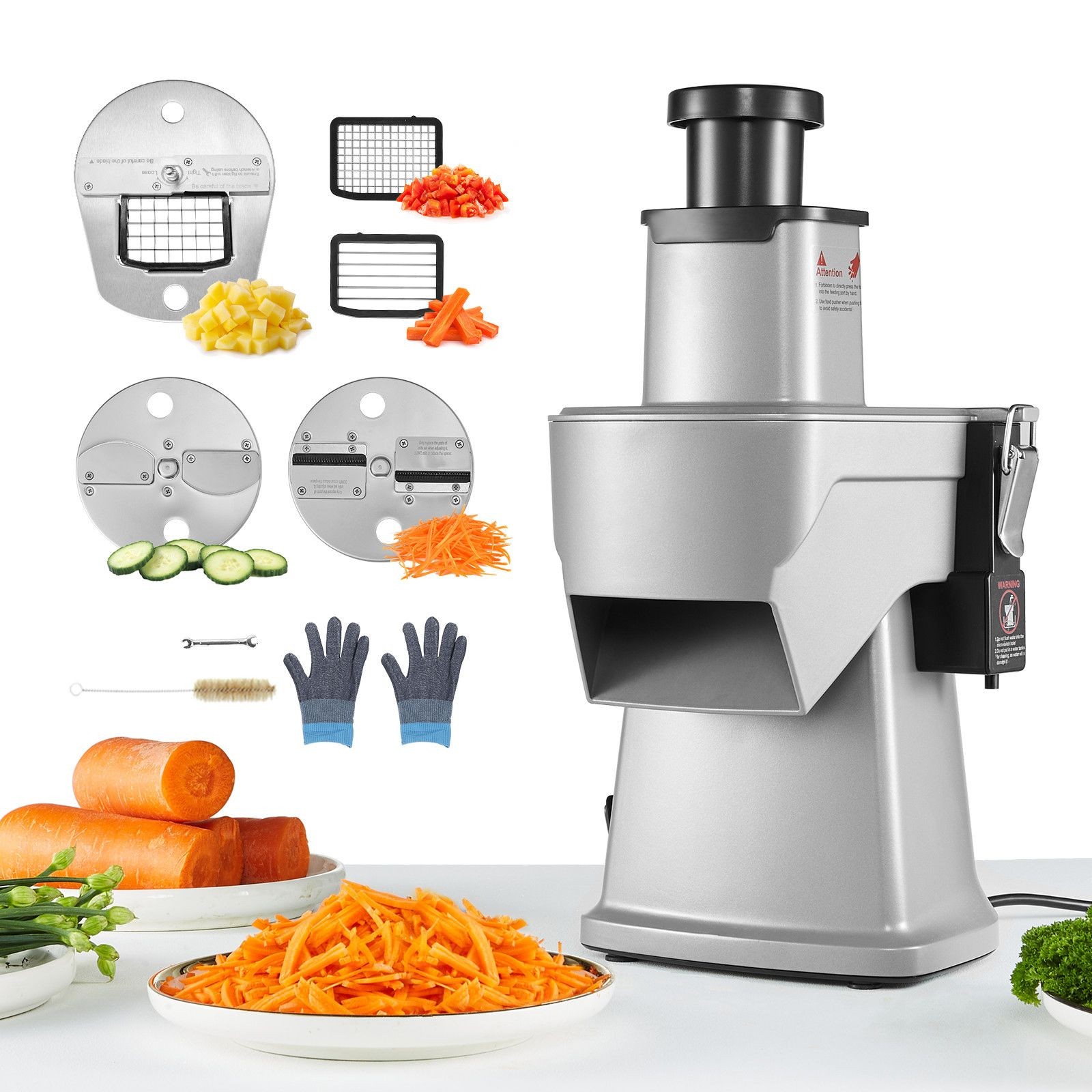 Electric 4-Function Food Slicer: Stainless Blades, 200W, Dishwasher-Safe Parts