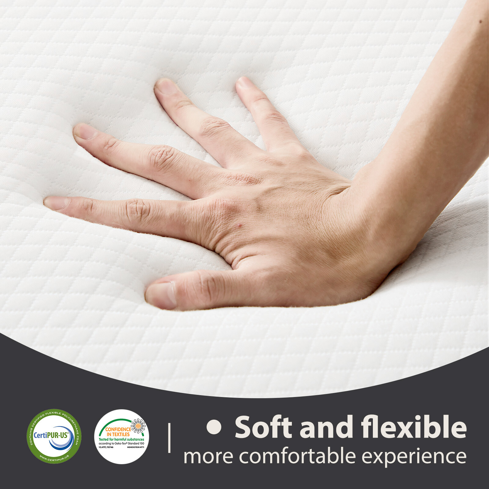 3 inch Folding Mattress Tri-Fold Memory Foam Mattress Topper with Washable Cover