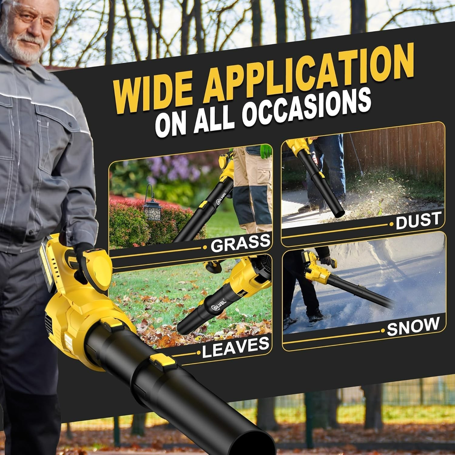 SILVEL Leaf Blower, 750CFM/250MPH High Power Cordless Blower with Powerful Br