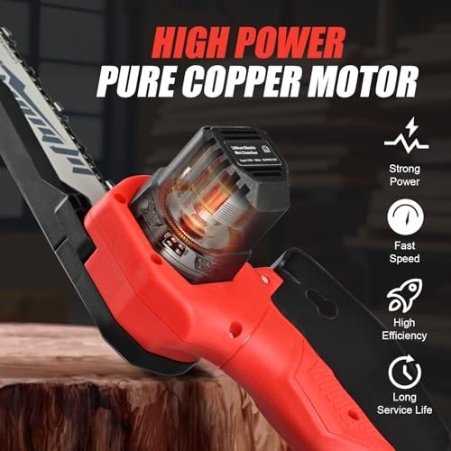 Mini Chainsaw Cordless 6 Inch Portable Electric Chain Saw 2 Battery Wood Tool