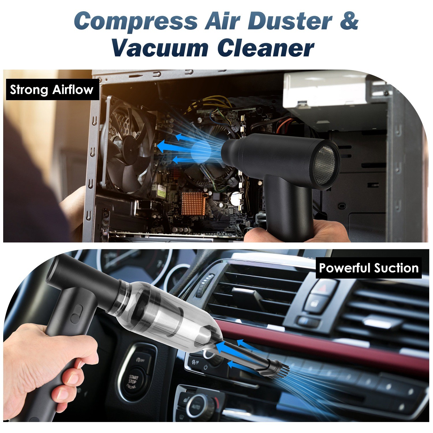 1Set Compressed Air Duster Brushless Motor 250000RPM Stepless Variable Speed 1Wm