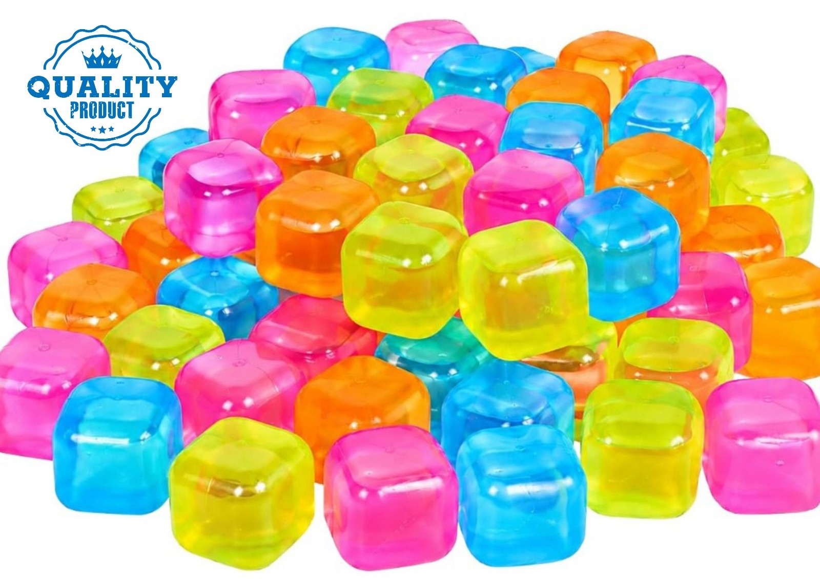 54 Pack Reusable Ice Cubes BPA Free Multi Color Drink Chillers No Dilution