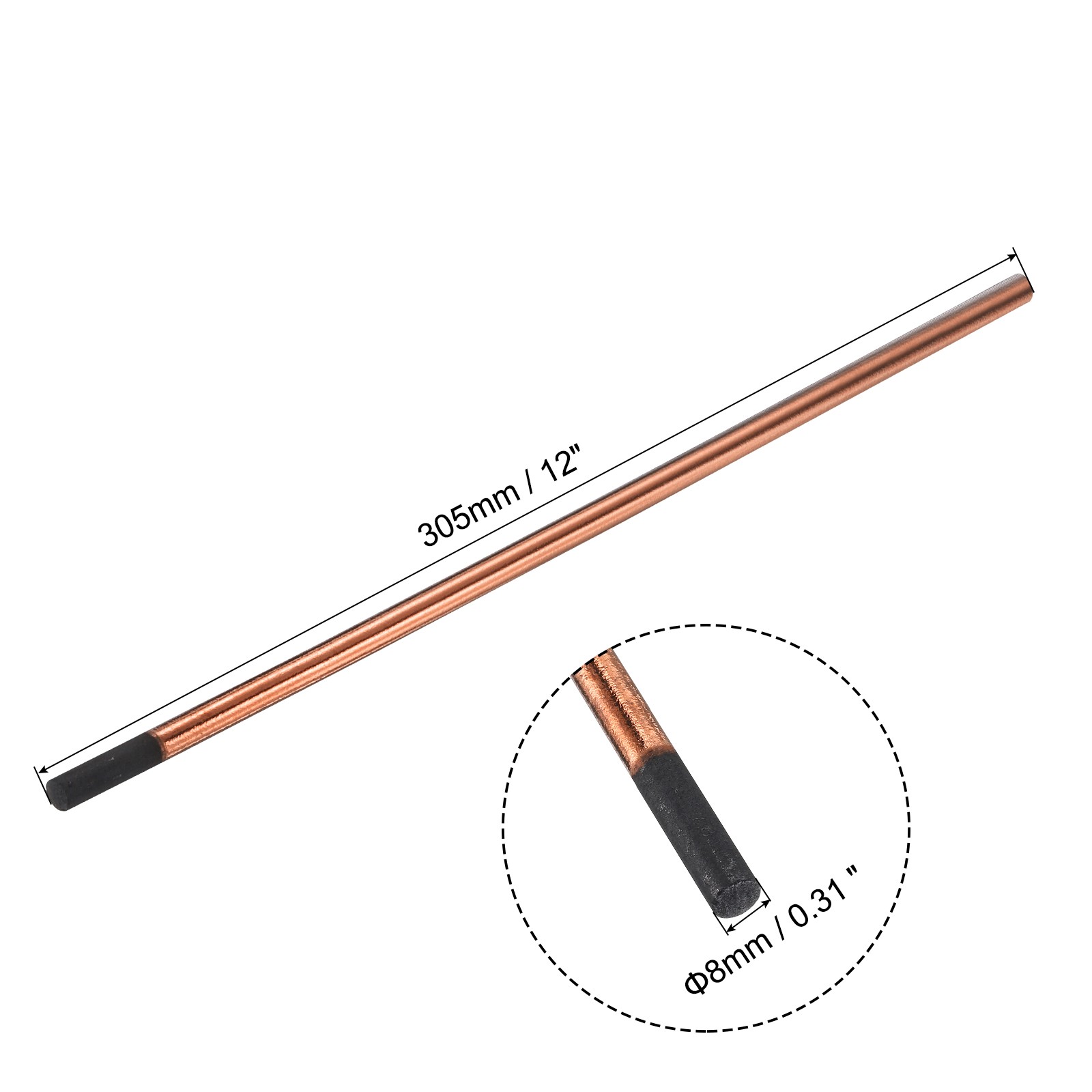 10pcs 8mmx305mm Carbon Arc Air Gouging Rods Copper Graphite Electrode Rods